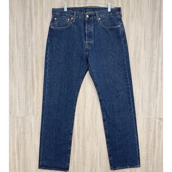 Levi's 501 Jeans Men’s 33x32 Straight Fit Button Fly Medium Wash Modern Denim - Picture 1 of 16